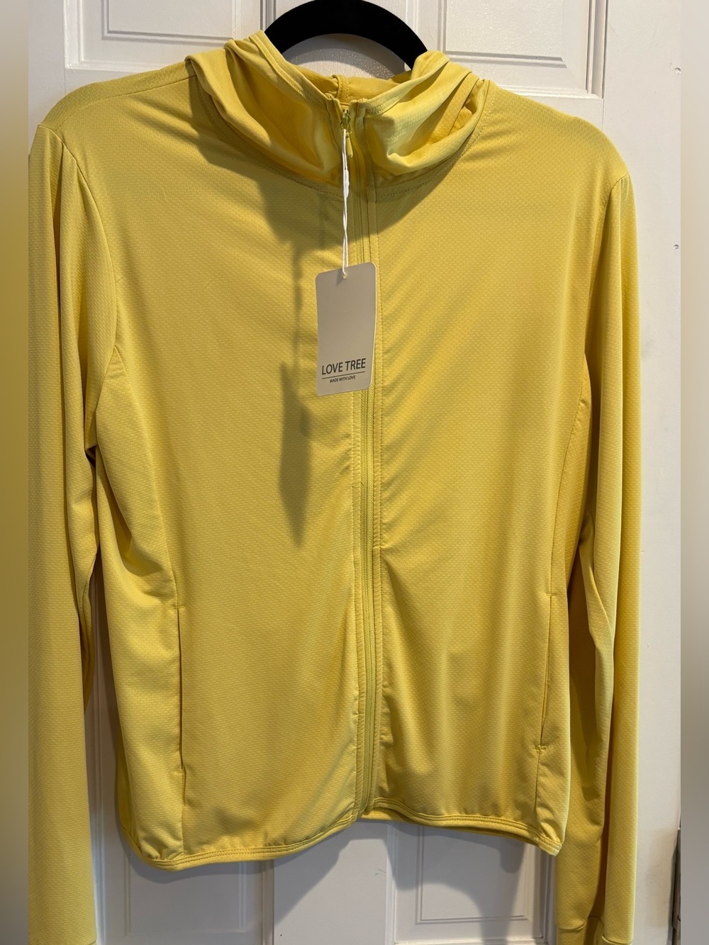 NWT! Women’s Love Tree Yellow Hooded Zip Performance Jacket. Size L